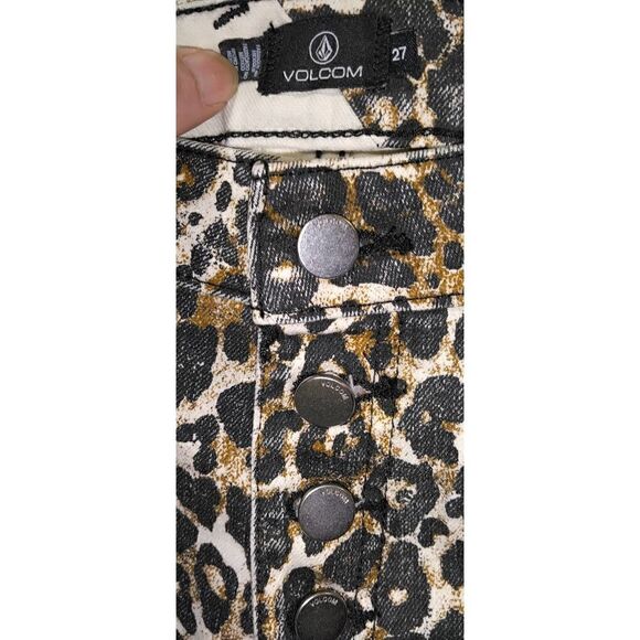 Volcom Women's Super Stoned High Rise Skinny Leopard Cheetah Print Jeans Size 27 - Picture 3 of 8